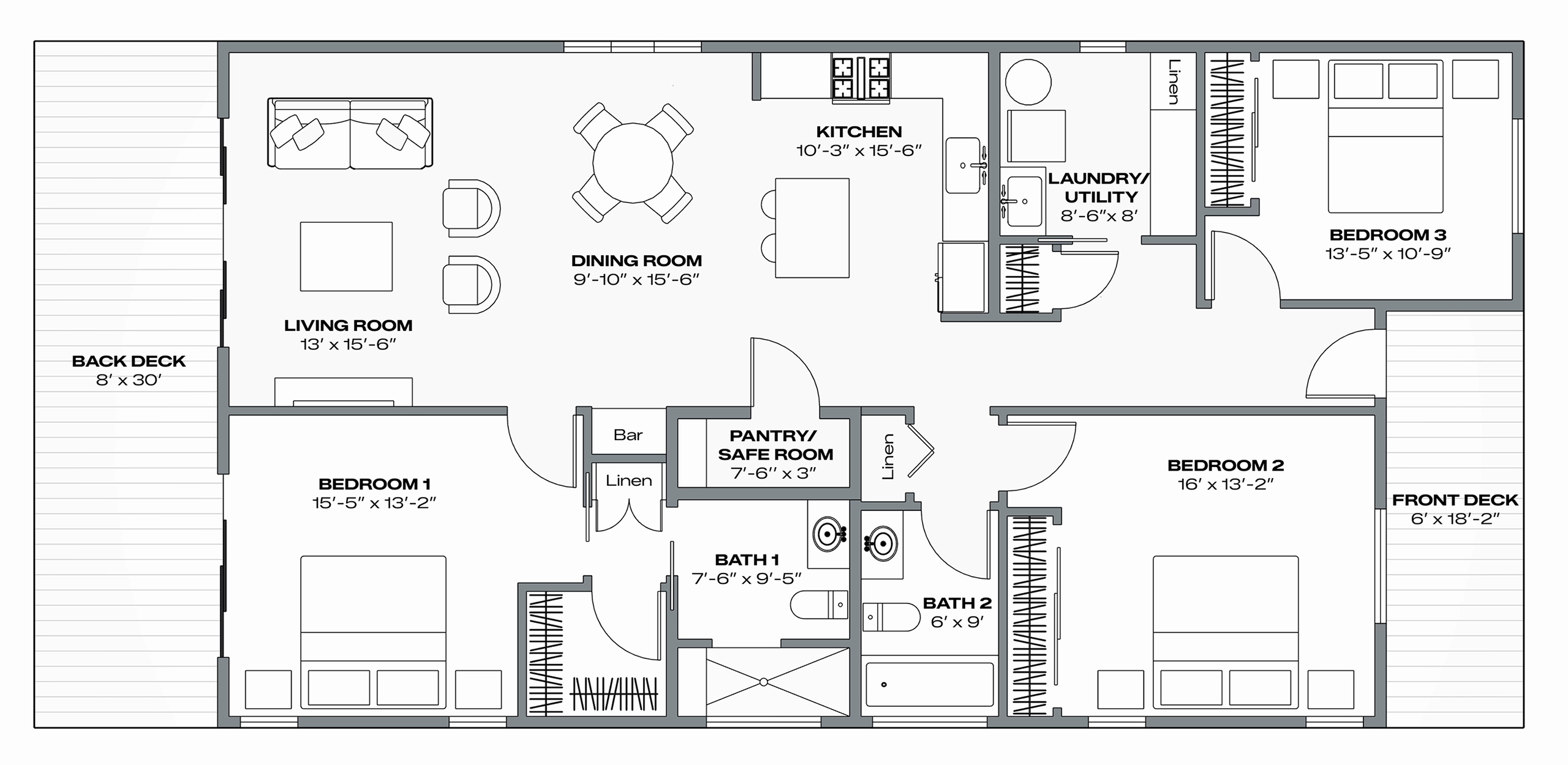 Douglass 2D floor plan with room labels and dimensions