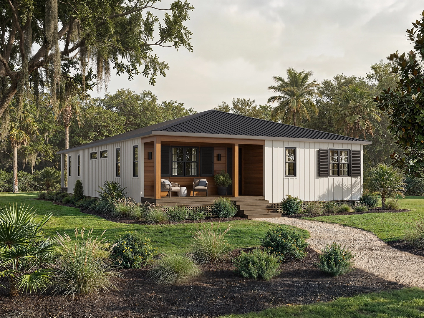 Pickering exterior front view, larger two-story panelized home
