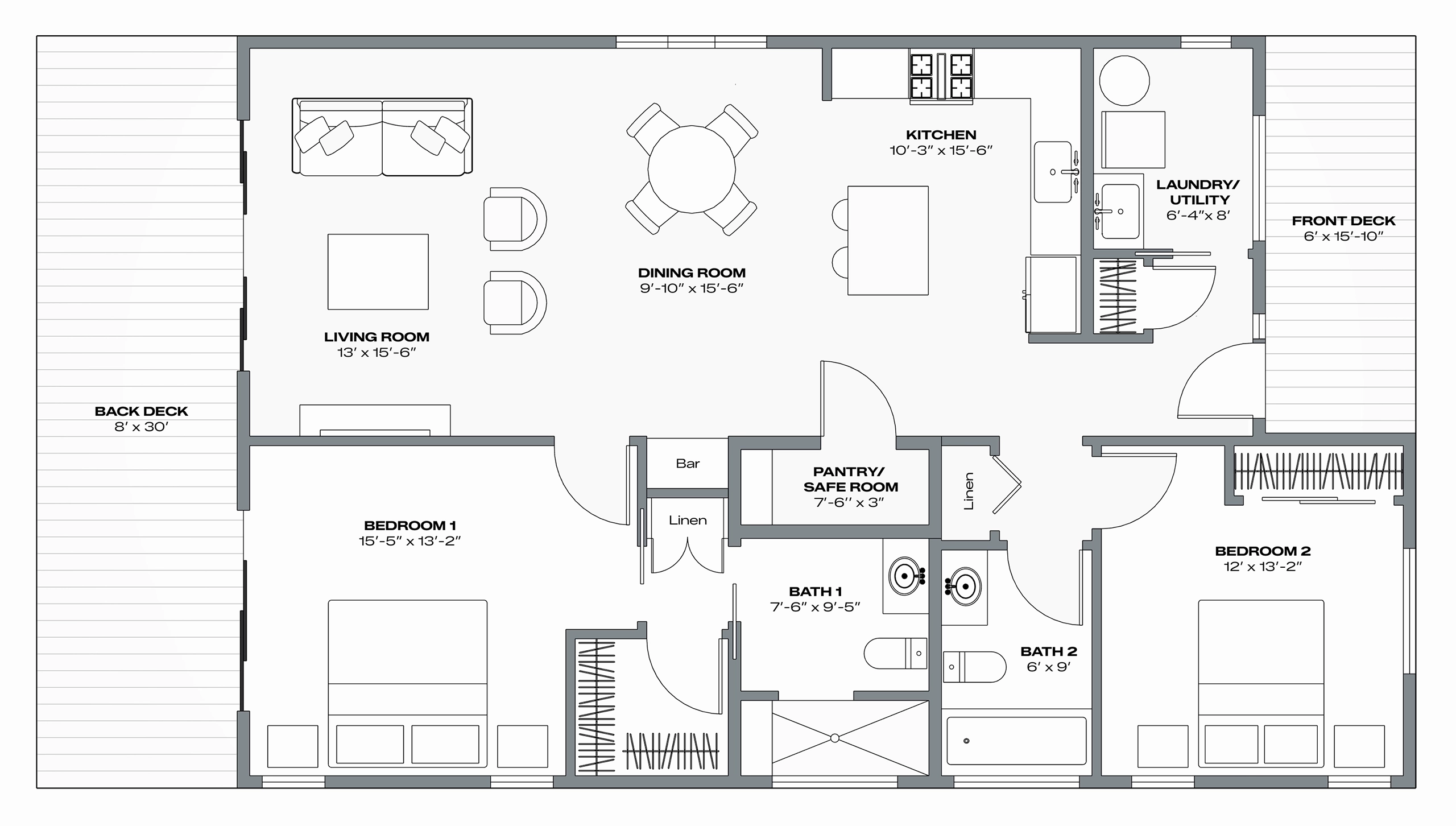 Quincy 2D floor plan with room labels and dimensions