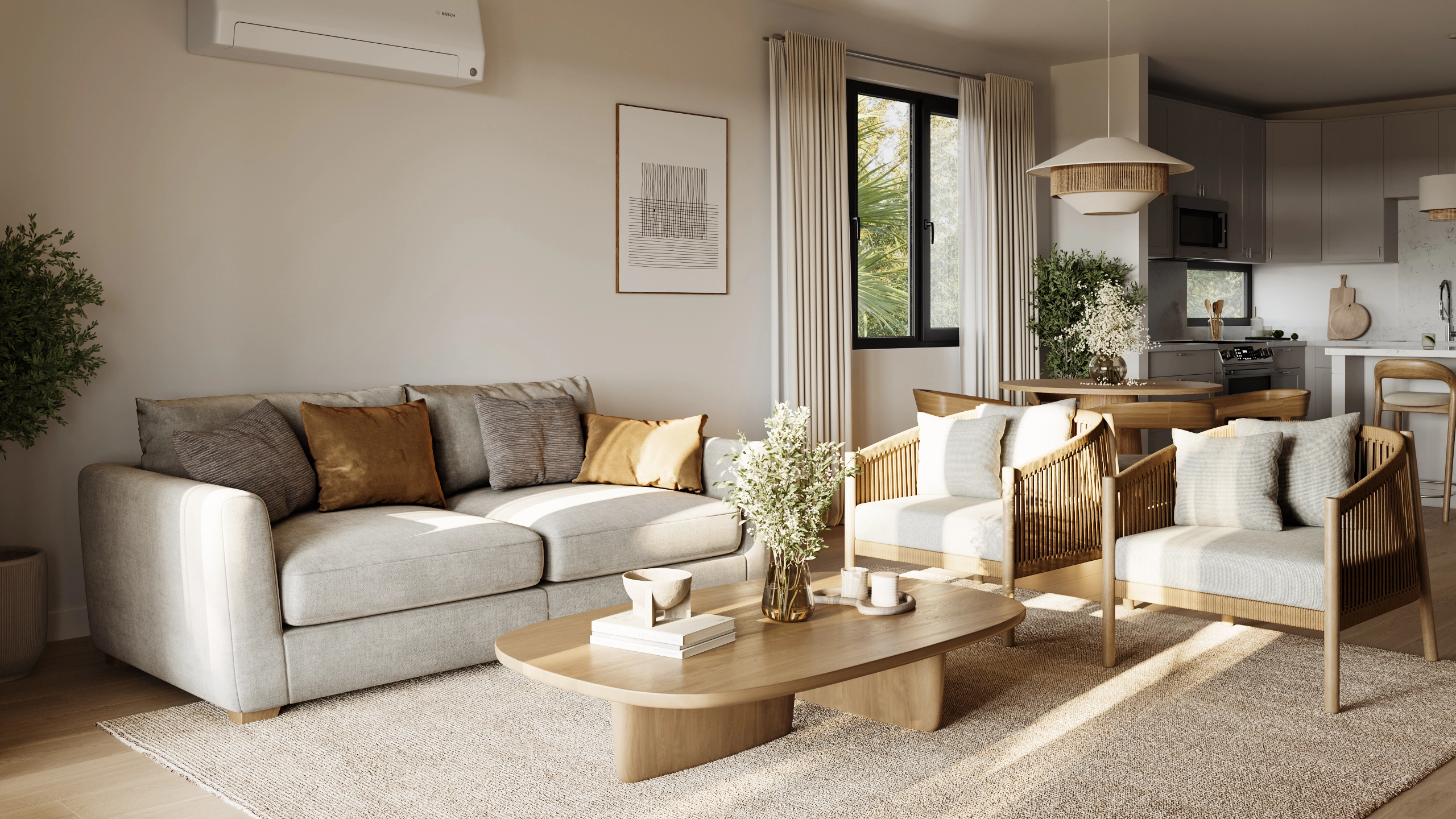 Quincy living area interior render