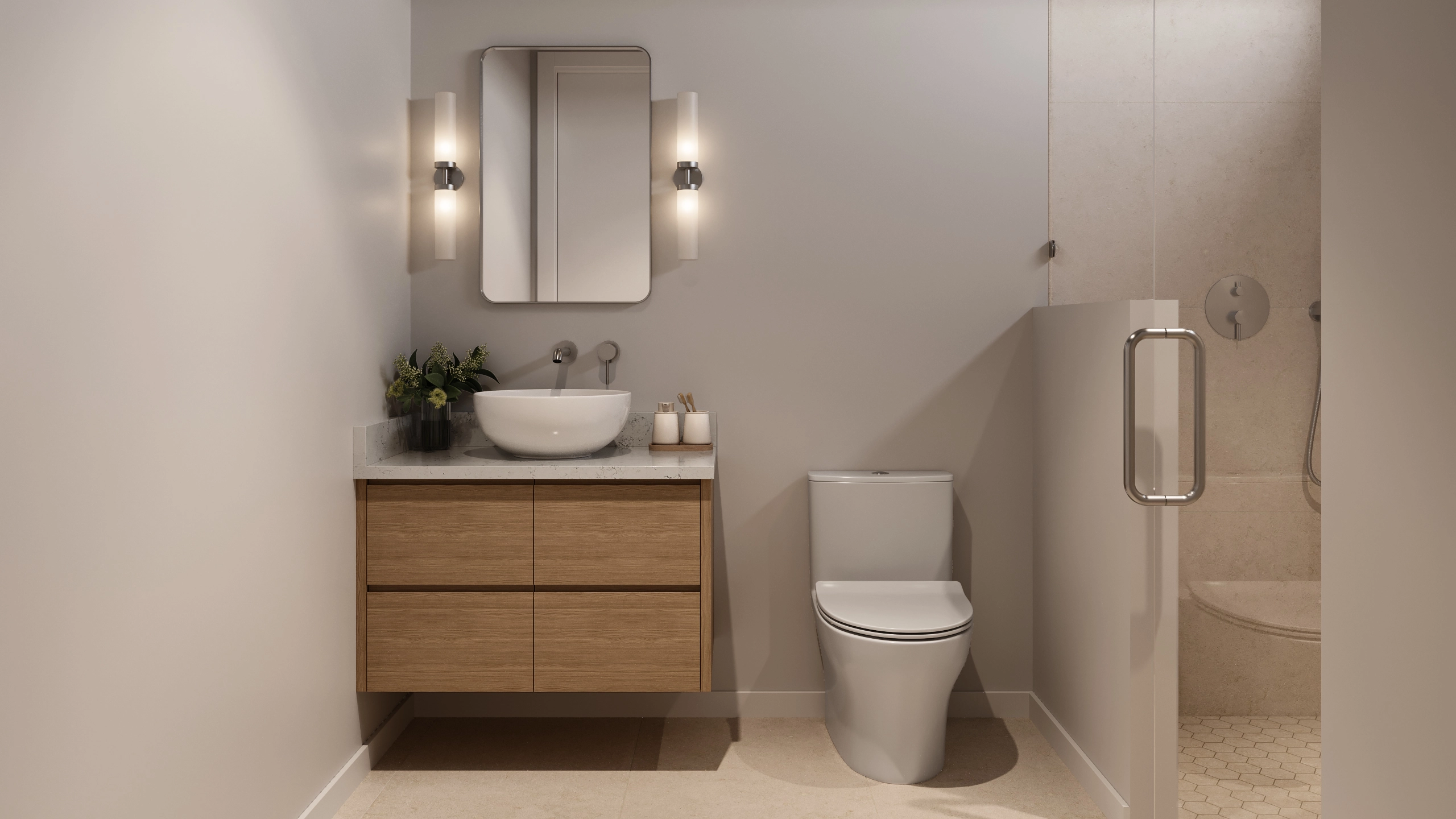 Quincy primary bathroom interior render